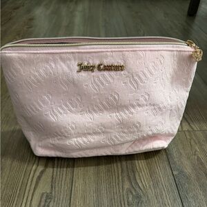 Juicy Couture Logo Light Pink Velvet Cosmetic Travel Bag